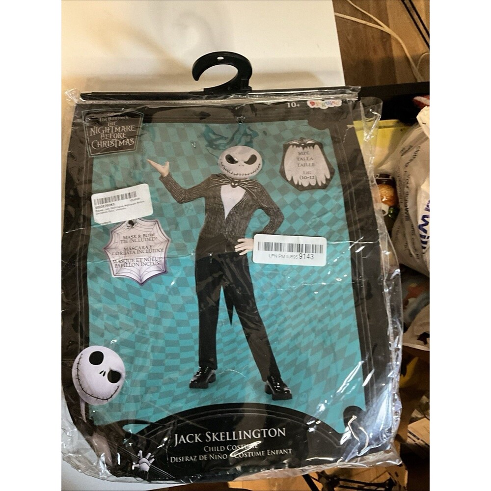 Jack Skellington Kids Costume Nightmare Before Christmas Child Outfit L/G 10-12